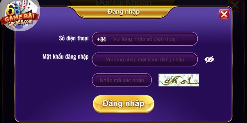 Đăng nhập 68GB trên app