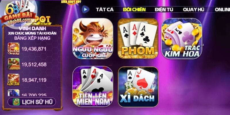 Khám phá sảnh Game Bài 68GB uy tín