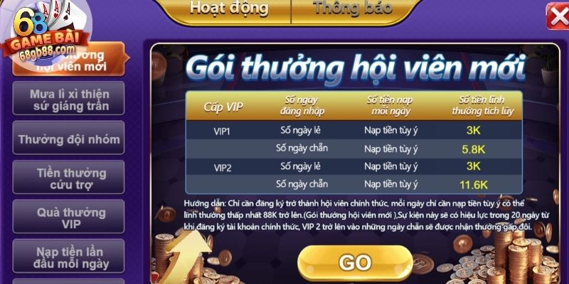 Nhận giftcode 68GB qua sự kiện tân binh