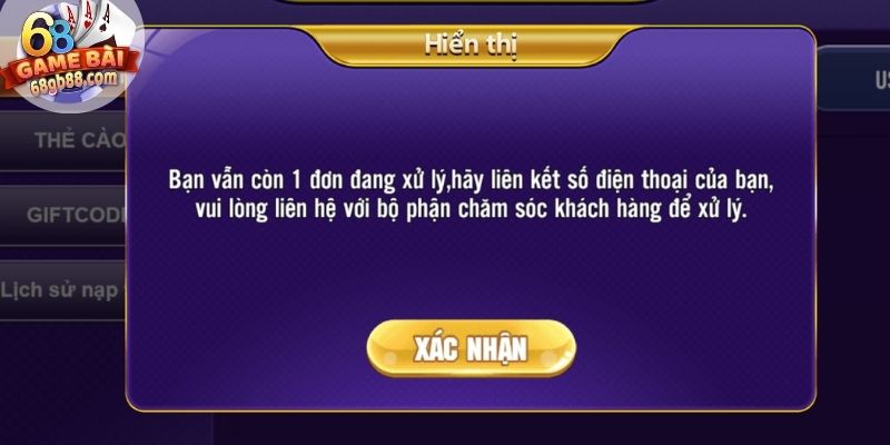 Lỗi thường gặp khiến việc nạp tiền 68GB gián đoạn